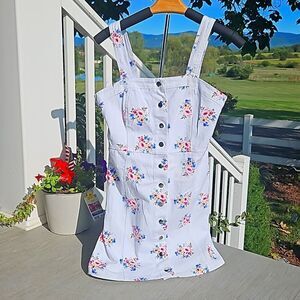 RUE 21 SPRING FLORAL DENIM PICNIC DRESS like new